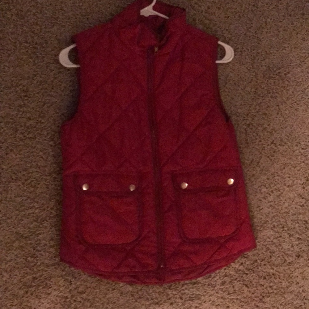Red puffer vest